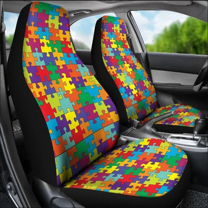 Autism Awareness Puzzle Pattern Car Seat Cover