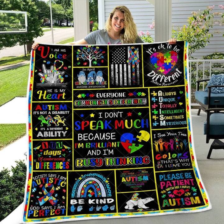 Autism Awareness Quilt Blanket Decor Home