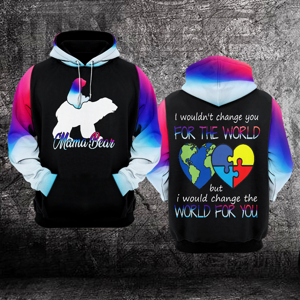 Mama Bear Autism Awareness 3D Hoodie