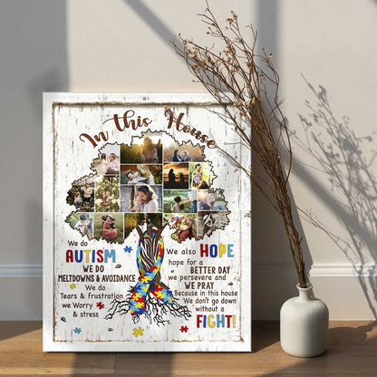 In This House We Do Autism Photo Collage Canvas Wall Art, Autism Sign, Plaque Custom, Autism Awareness Sign