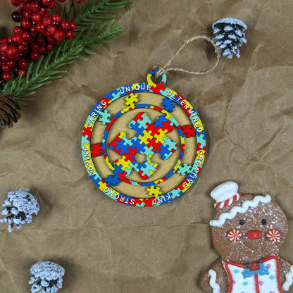 Autism Awareness Puzzle Christmas Ornament