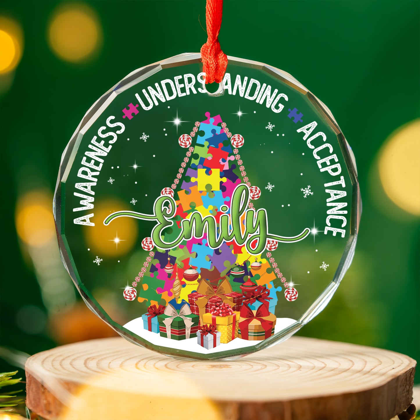 Personalized Autism Awareness Glass Ornament