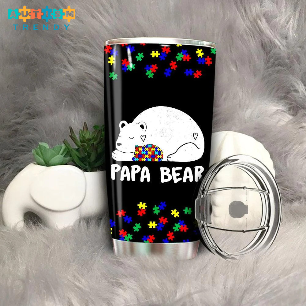 Autism Dad Papa Bear Autism Tumbler Cup