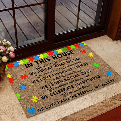 In This House Autism Awareness Doormat