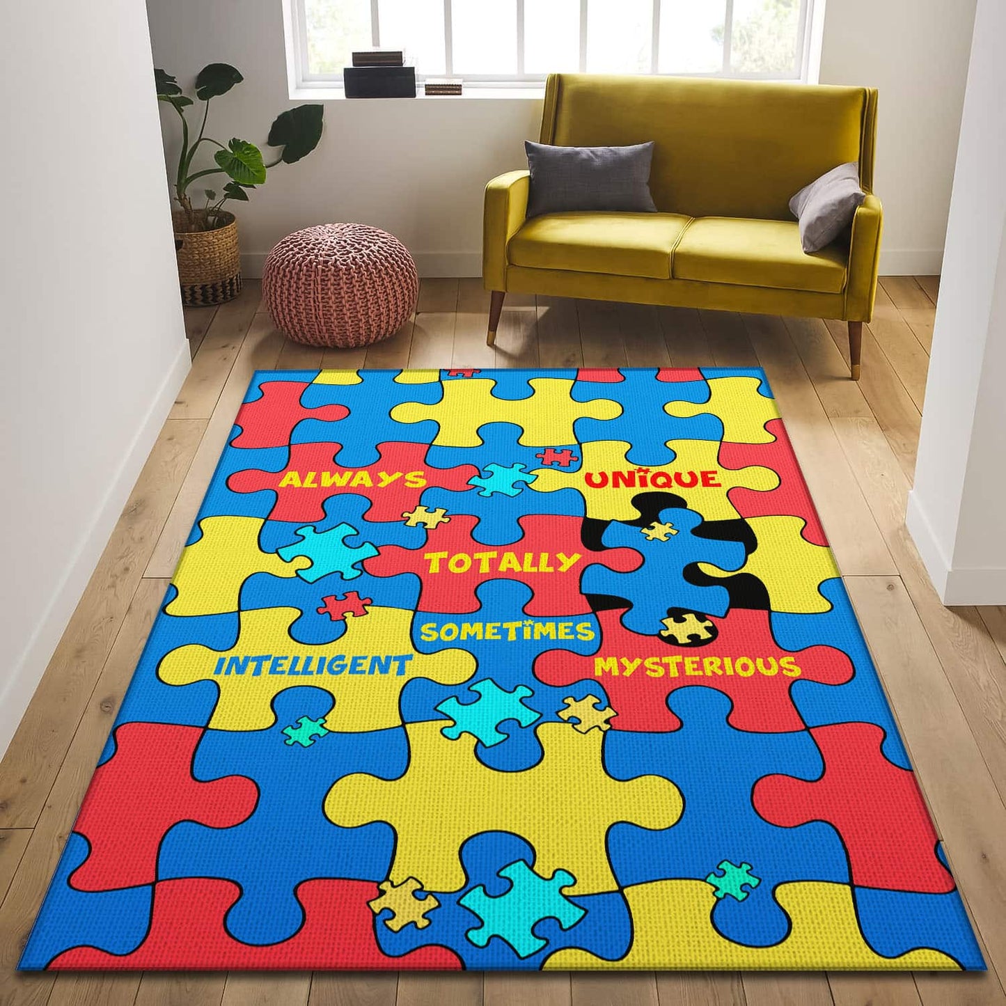 Autism Always Unique Totally Intelligent Sometimes Mysterious Rug Floor Mat – Autism Awareness Month Mat