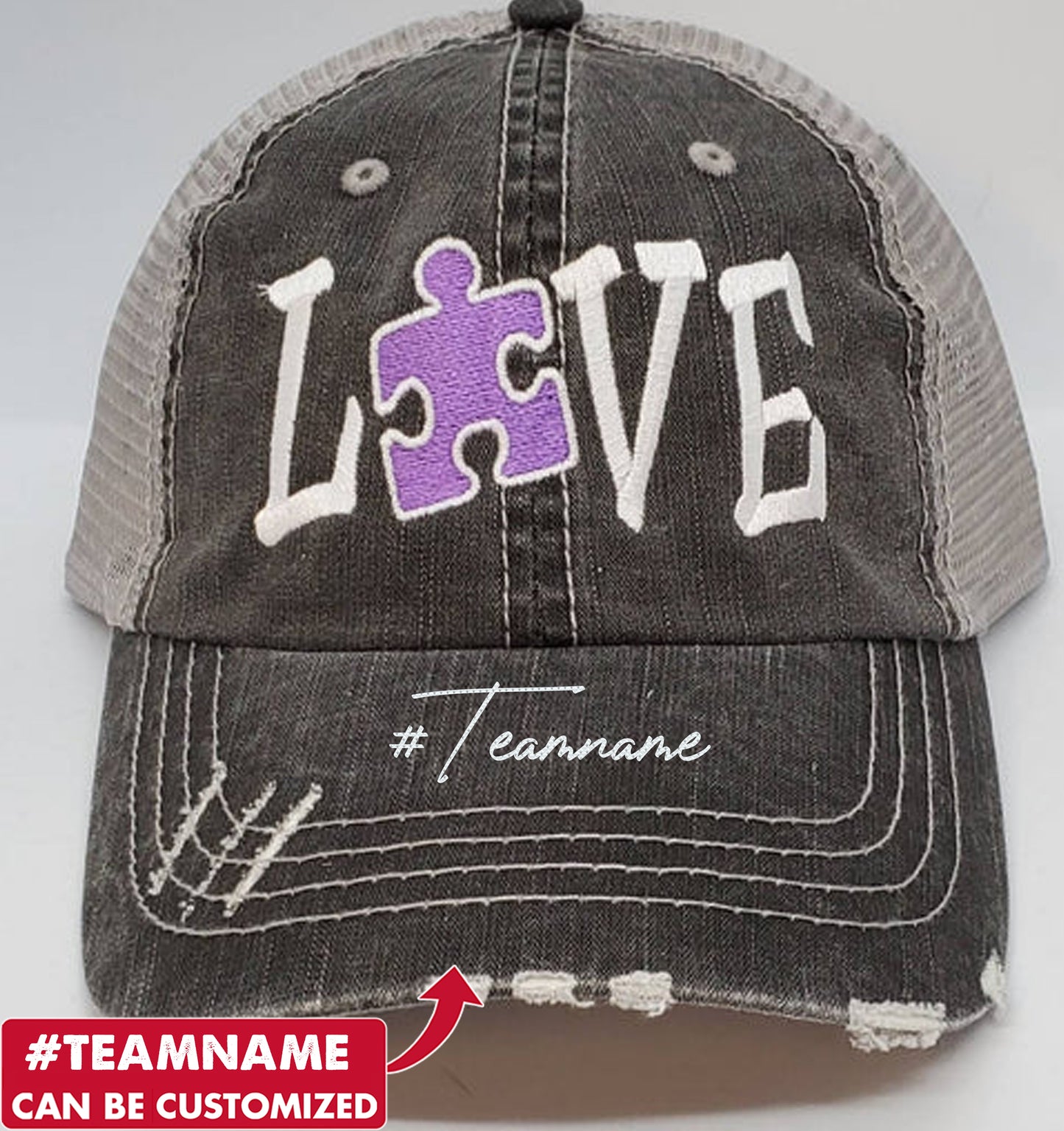 Personalized Autism Love Puzzle Piece Color Embroidered Cap