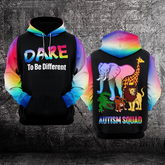 Dare To Be Different Autism Squad Autism Awareness 3D Hoodie