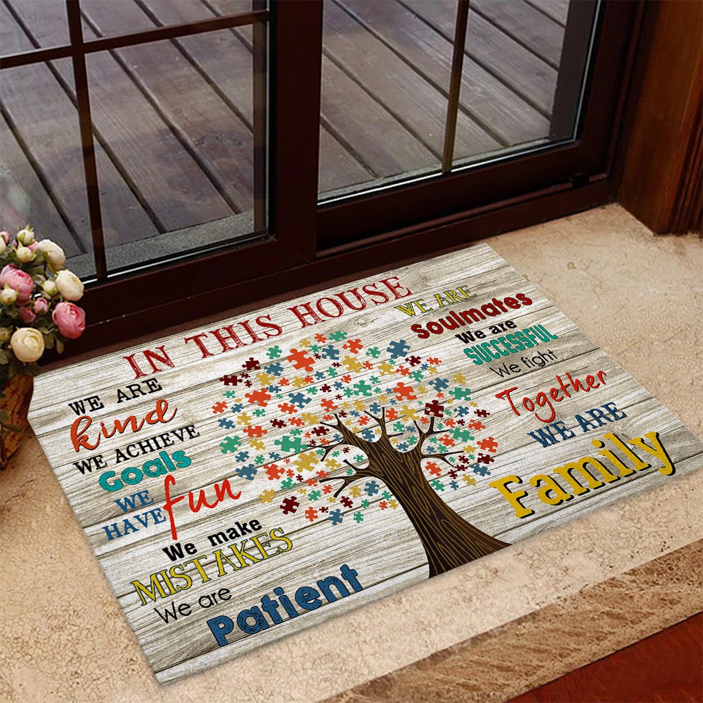 In This House We Are Family - Autism Awareness Doormat