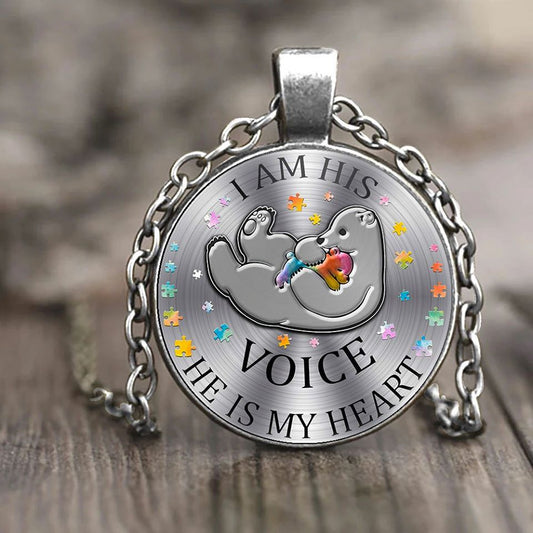 I am His Voice Hi Is My Heart Autism Necklace