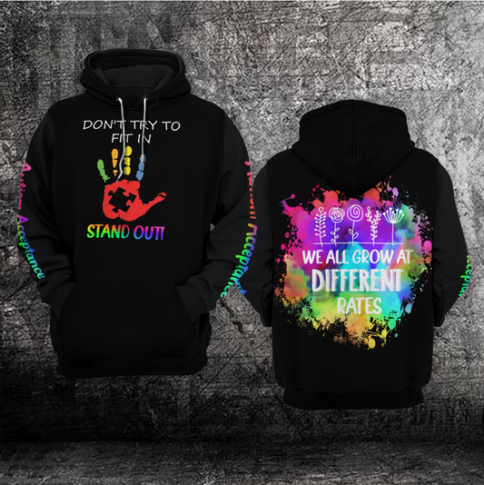 Stand Out Autism Acceptance Autism Awareness Hoodie 3D