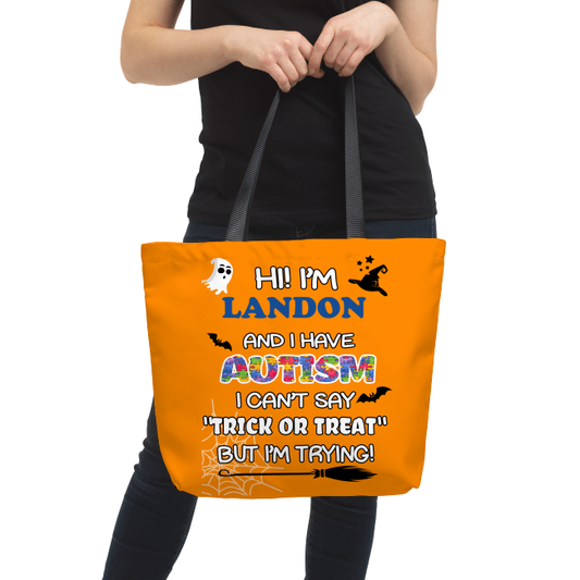 I Have Autism I Can't Say "Trick Or Treat" But I'm Trying Autism Halloween Tote Bag