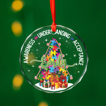 Personalized Autism Awareness Glass Ornament