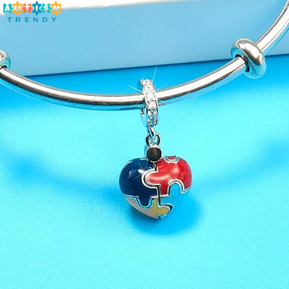 Opened Heart-Shaped Autism Awareness Charms Dangle