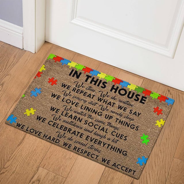 In This House Autism Awareness Doormat