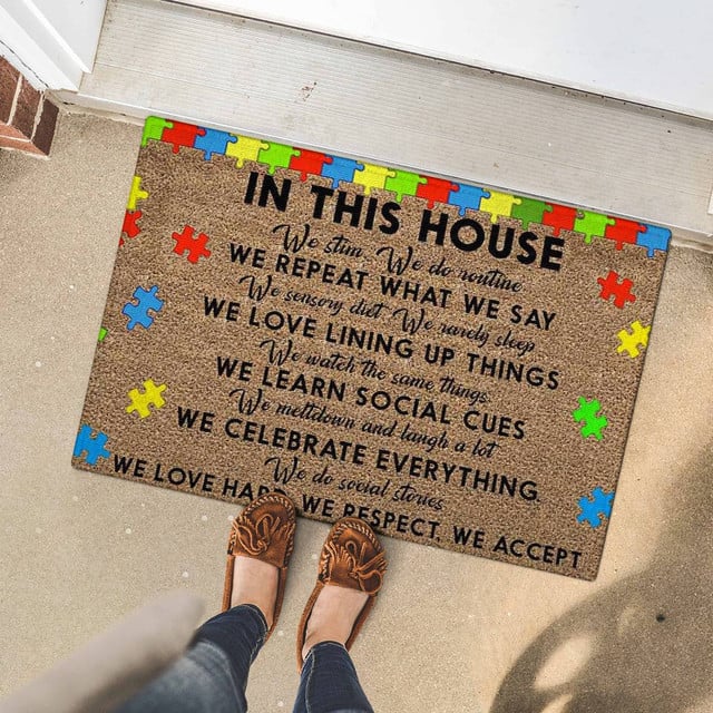 In This House Autism Awareness Doormat