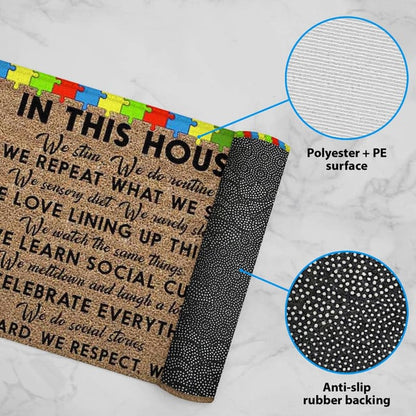 In This House Autism Awareness Doormat