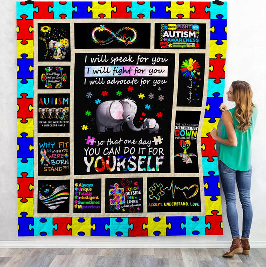 I Will Speak For You Autism Quilt Blanket Decor Home