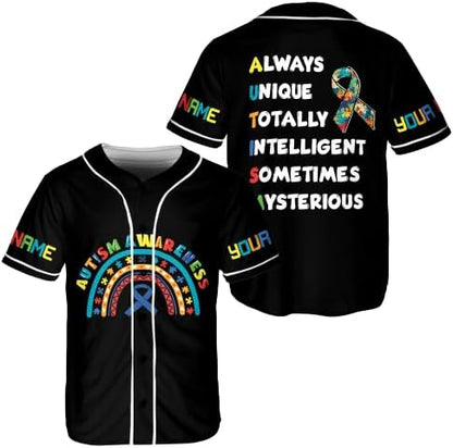 Personalized Puzzle Autism Awareness Baseball Jersey Shirt