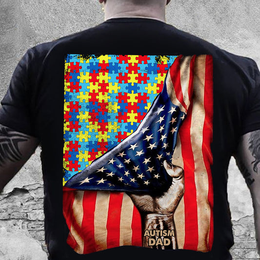 Personalized Autism Awareness American Flag Tshirt ( Made In USA )