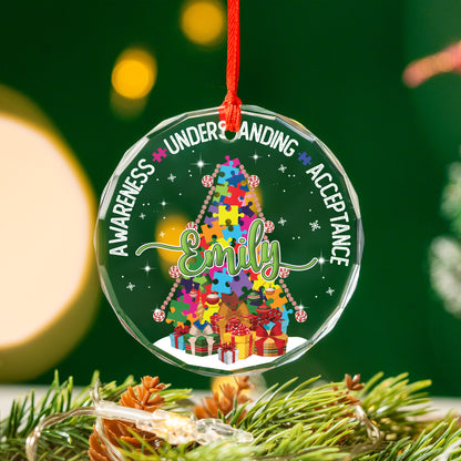 Personalized Autism Awareness Glass Ornament