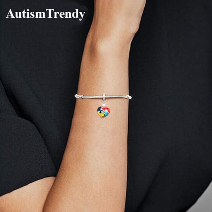 Opened Heart-Shaped Autism Awareness Charms Dangle