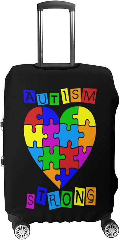 Autism Awareness Heart Travel Luggage Cover Washable Elastic Suitcase Protector