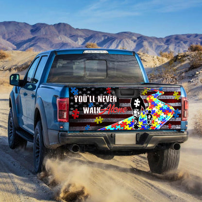 Autism Awareness Never Walk Alone Truck Tailgate Decal Sticker Wrap