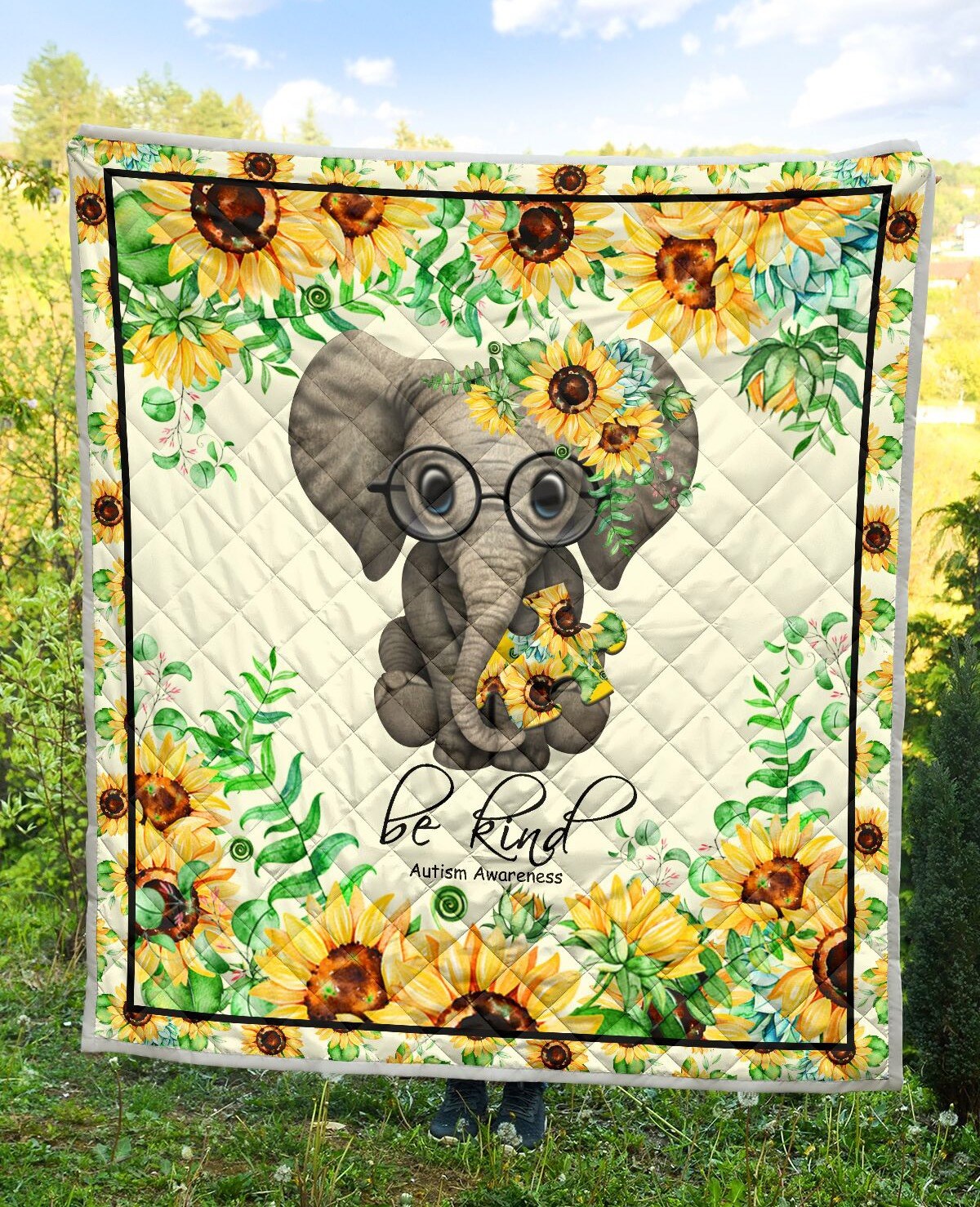 Be Kind Autism Awareness Quilt Blanket Decor Home