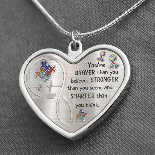 Heart Necklace Autism : You Are Braver Than You Believe