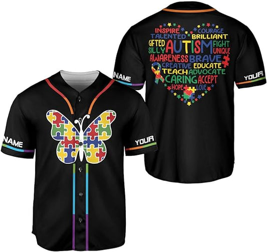 Personalized Autism Awareness Baseball Jersey Shirt