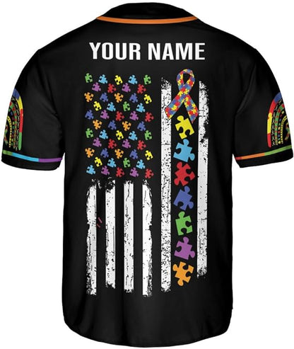 Personalized Autism Awareness Baseball Jersey Shirt