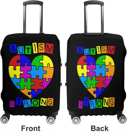 Autism Awareness Heart Travel Luggage Cover Washable Elastic Suitcase Protector