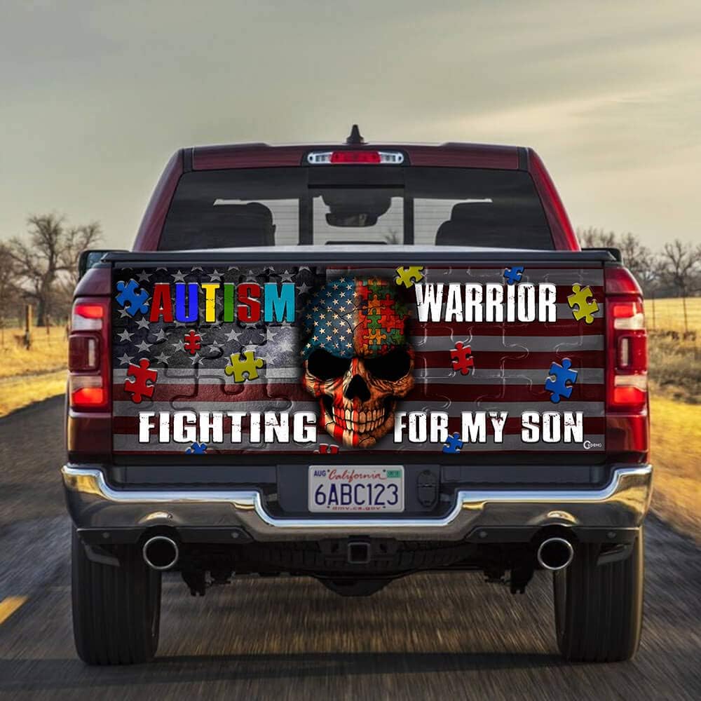 Autism Awareness Warrior For My Son Truck Tailgate Decal Sticker Wrap