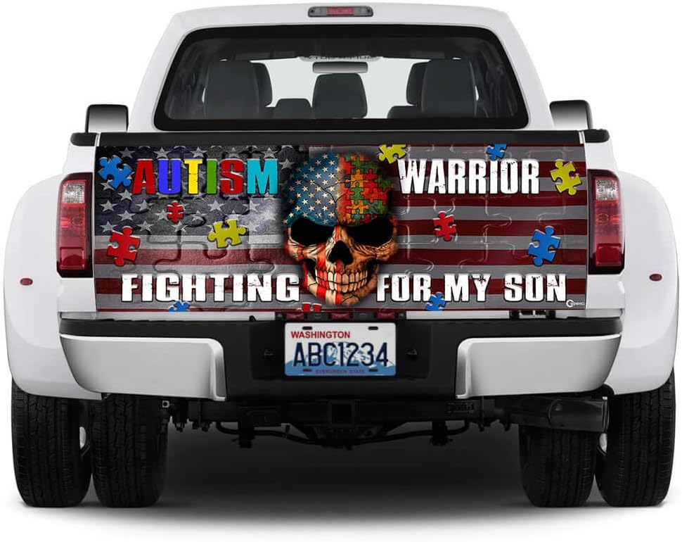 Autism Awareness Warrior For My Son Truck Tailgate Decal Sticker Wrap