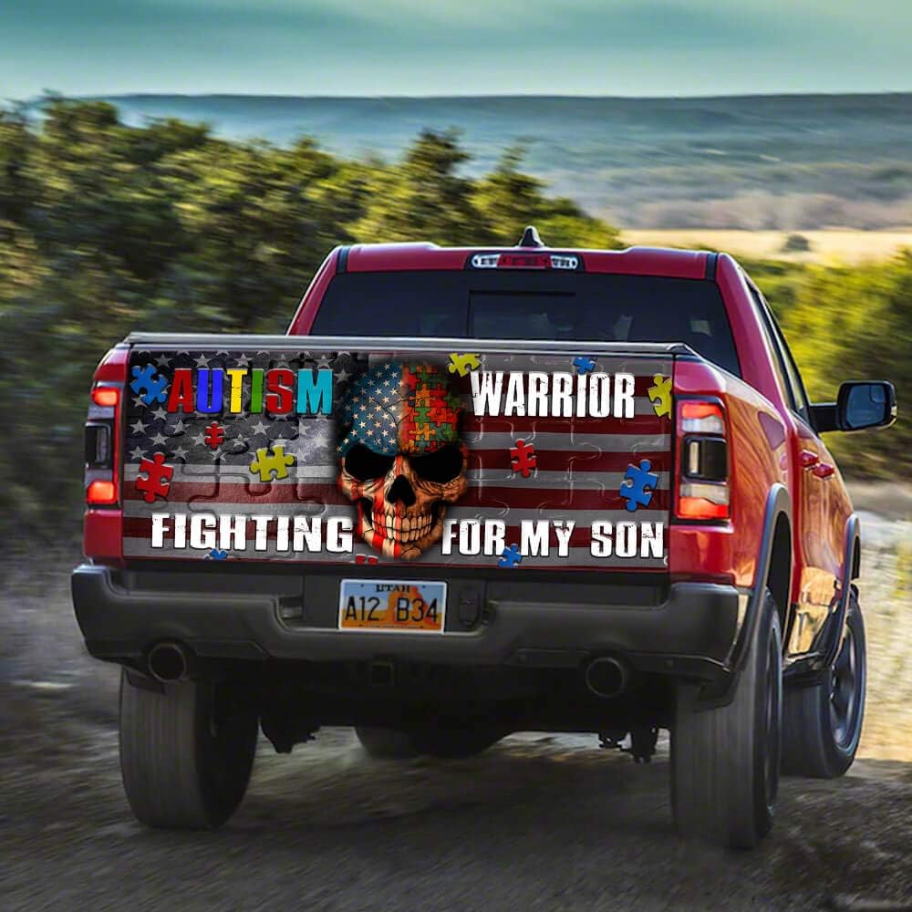 Autism Awareness Warrior For My Son Truck Tailgate Decal Sticker Wrap