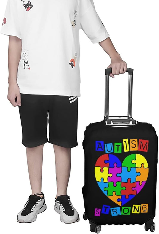 Autism Awareness Heart Travel Luggage Cover Washable Elastic Suitcase Protector