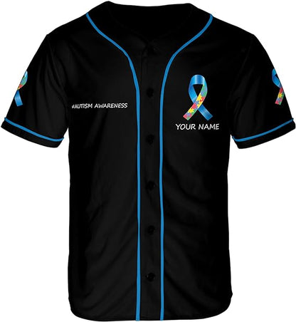 Personalized Autism Awareness Baseball Jersey Shirt