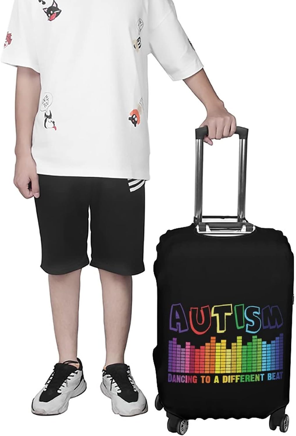 Autism Dancing To A Different Beat Travel Luggage Cover Washable Elastic Suitcase Protector