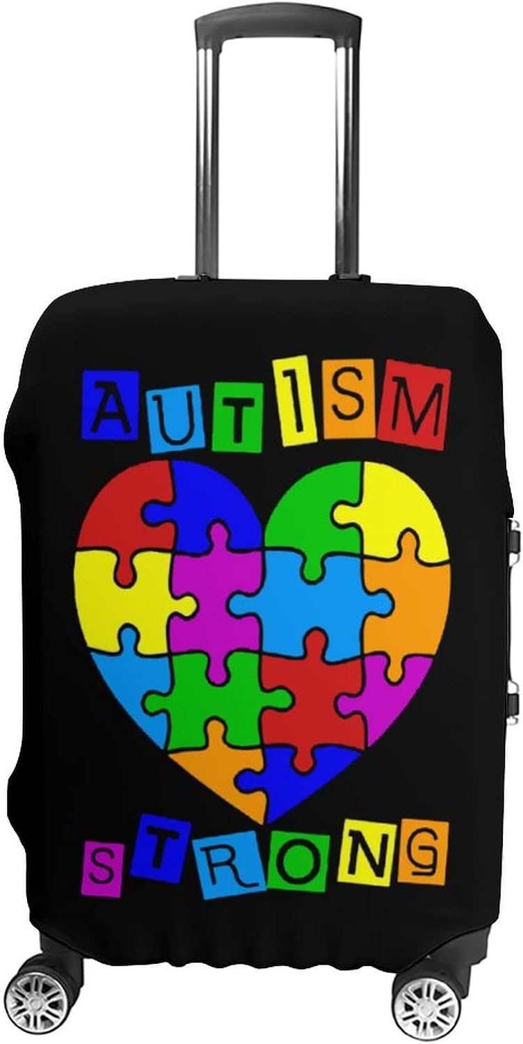 Autism Awareness Heart Travel Luggage Cover Washable Elastic Suitcase Protector