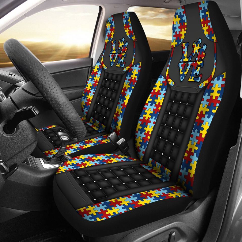 Autism Awareness Puzzle Love Car Seat Cover