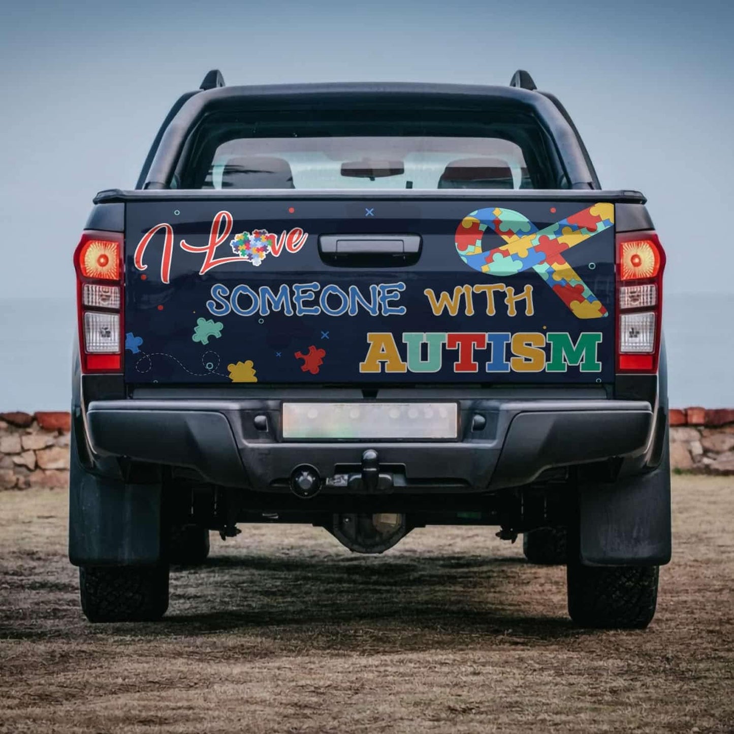 Autism Awareness I Love Someone with Autism Truck Tailgate Decal Sticker Wrap