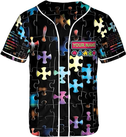 Personalized Autism Awareness Baseball Jersey Shirt