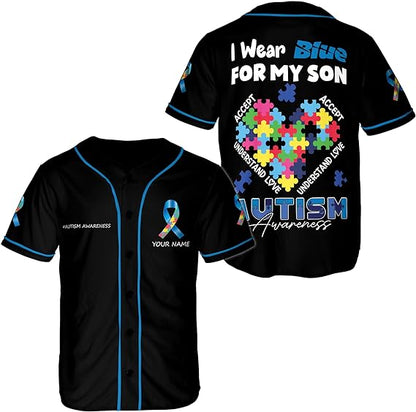 Personalized Autism Awareness Baseball Jersey Shirt