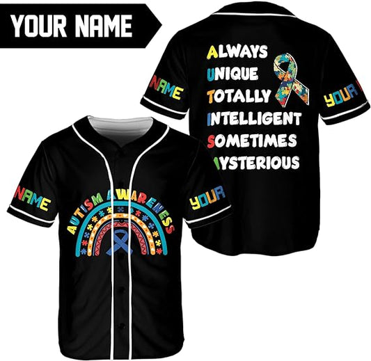 Personalized Puzzle Autism Awareness Baseball Jersey Shirt