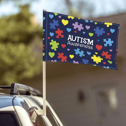 Autism Awareness Canvas Car Flag