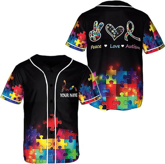 Personalized Autism Awareness Baseball Jersey Shirt