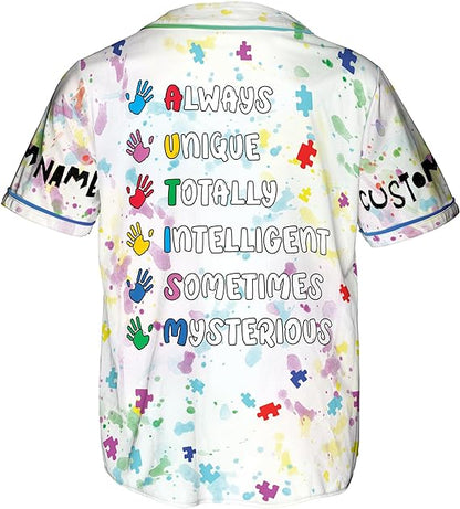 Personalized Autism Awareness Baseball Jersey Shirt