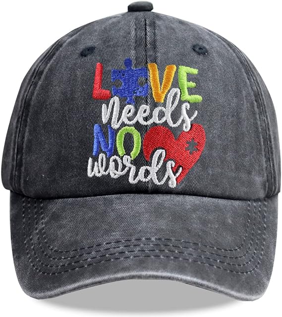 Love Needs No Words Autism Embroidered Cap