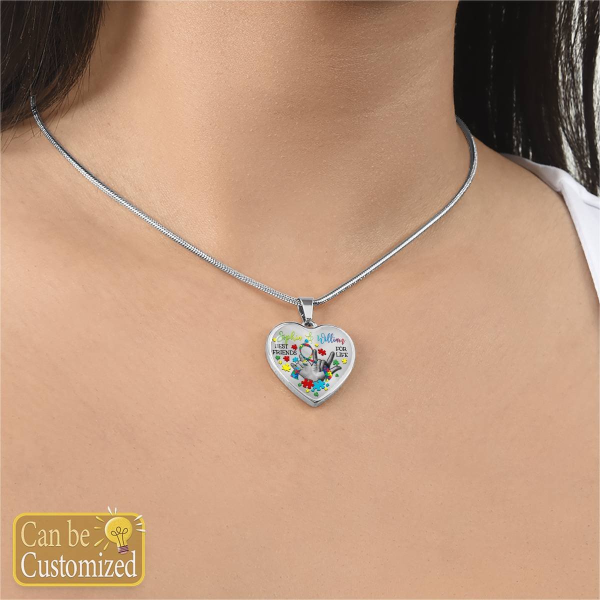 Personalized Heart Necklace - Name 1 & Name 2 Best Friends For Life