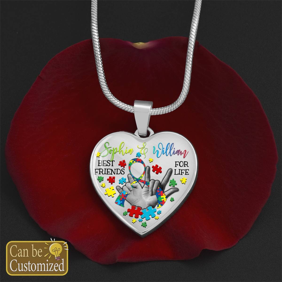 Personalized Heart Necklace - Name 1 & Name 2 Best Friends For Life